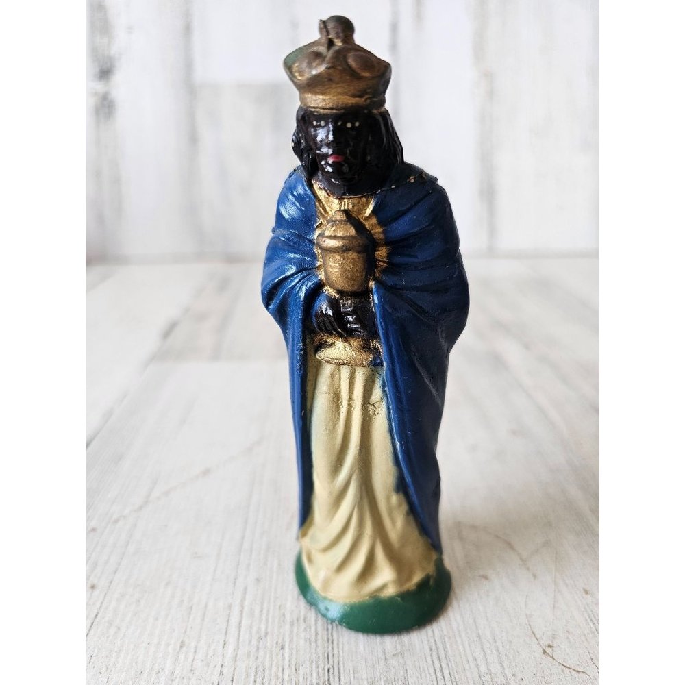 Vintage wise men unique blue nativity vintage village Xmas